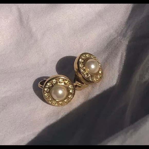 Vintage Dior Crystal & Gold Earings - Picture 2 of 5